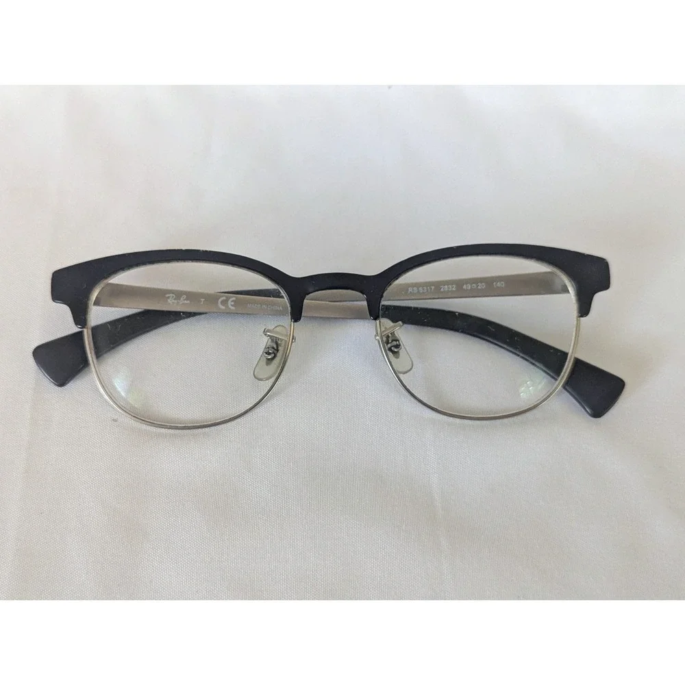 Ray Ban RB 6317 2832 Round Black Silver Eyeglasses Optical Frame‎ Only 49-20-140